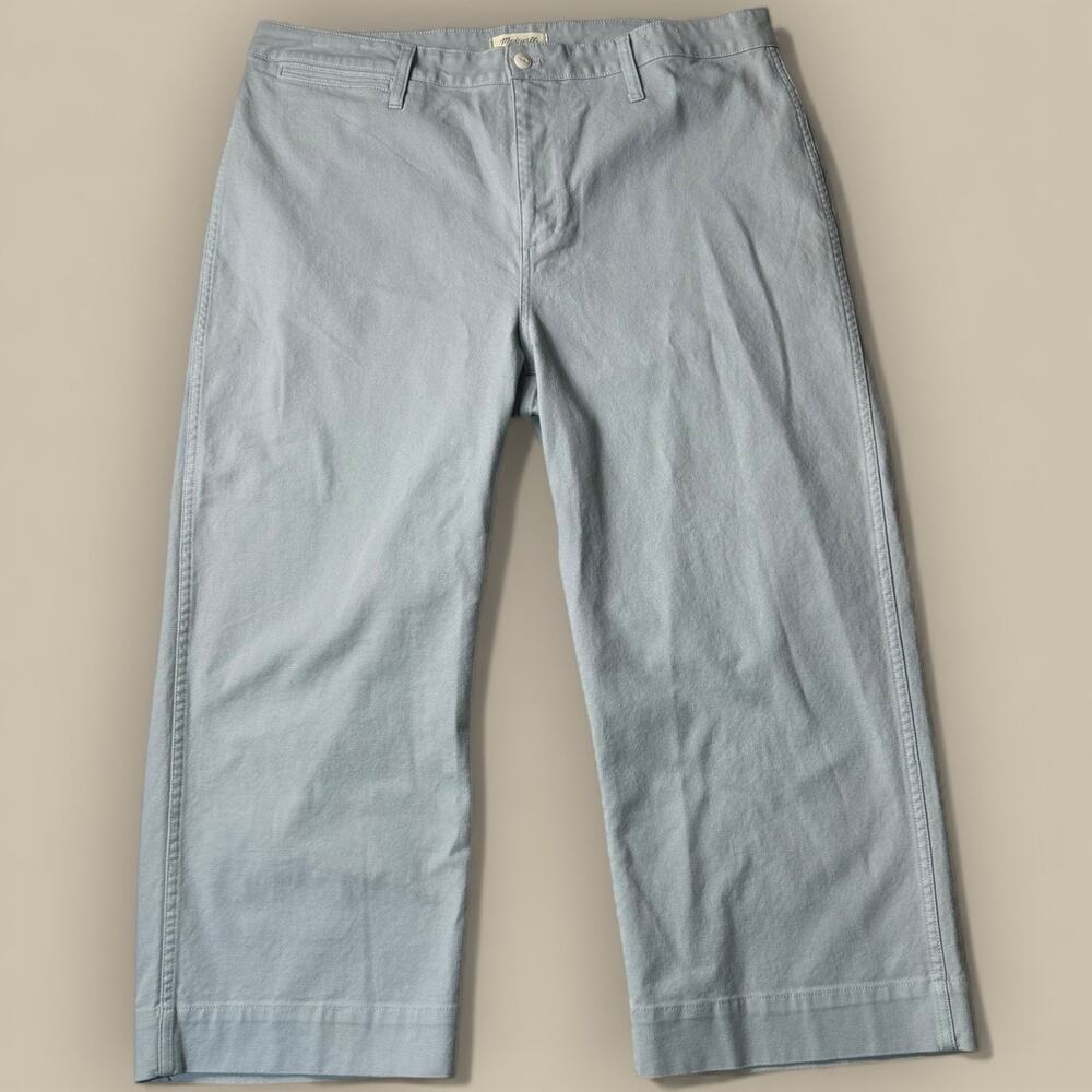 Madewell Slim Emmett Wide Leg Cropped Pants Womens Plus 35 Gray Cotton High Rise